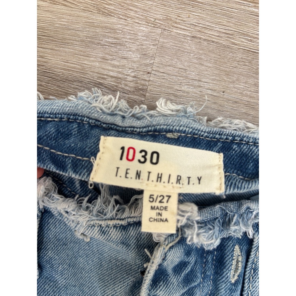 1030 T.E.N.T.H.I.R.T.Y Wide Leg Frayed Raw Edge Jeans Light Wash DM91057 5/27 - Picture 5 of 7